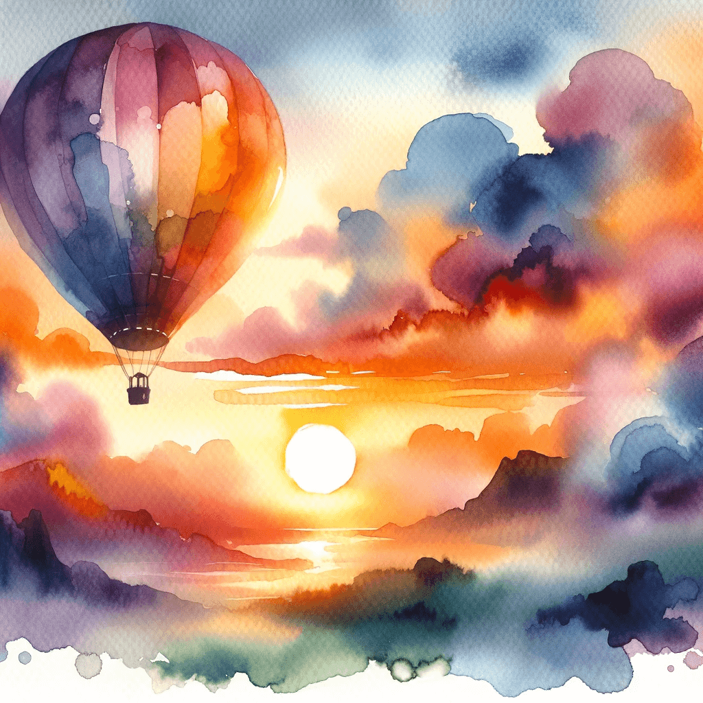 40+ Watercolor Style Hot Air Balloon Illustrations &amp; Prints